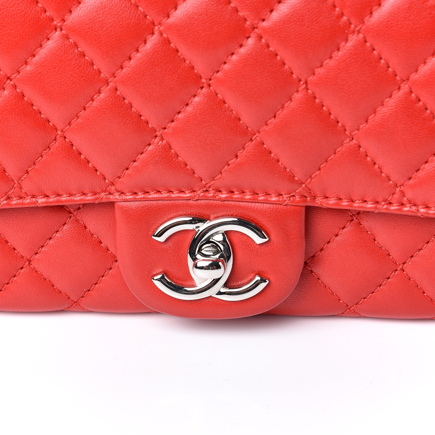 Chanel Lambskin Quilted Chain Clutch Flap Light Red 10 of 11