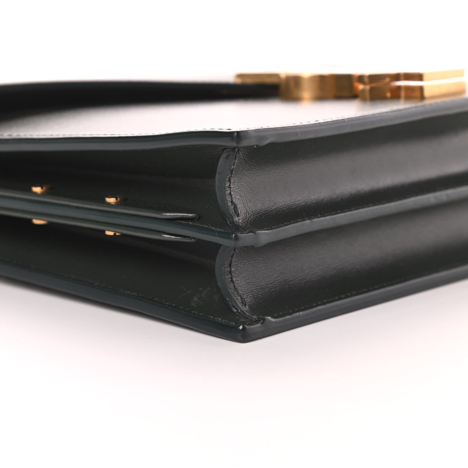 Saint Laurent Smooth Calfskin Monogram Cassandra Clasp Bag Dark Green 9 of 15