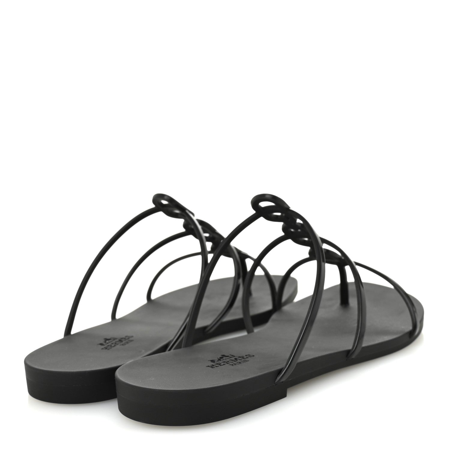 Hermes Rubber Womens Mykonos Sandals 38 Black 1842599 – FASHIONPHILE