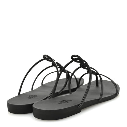 Hermes Rubber Womens Mykonos Sandals 38 Black 4 of 8
