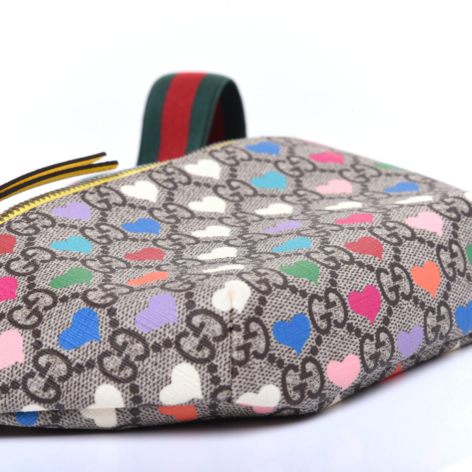 Gucci Soft GG Supreme Monogram Hearts Web Childrens Belt Bag Beige Ebony Multicolor Freesia 6 of 10