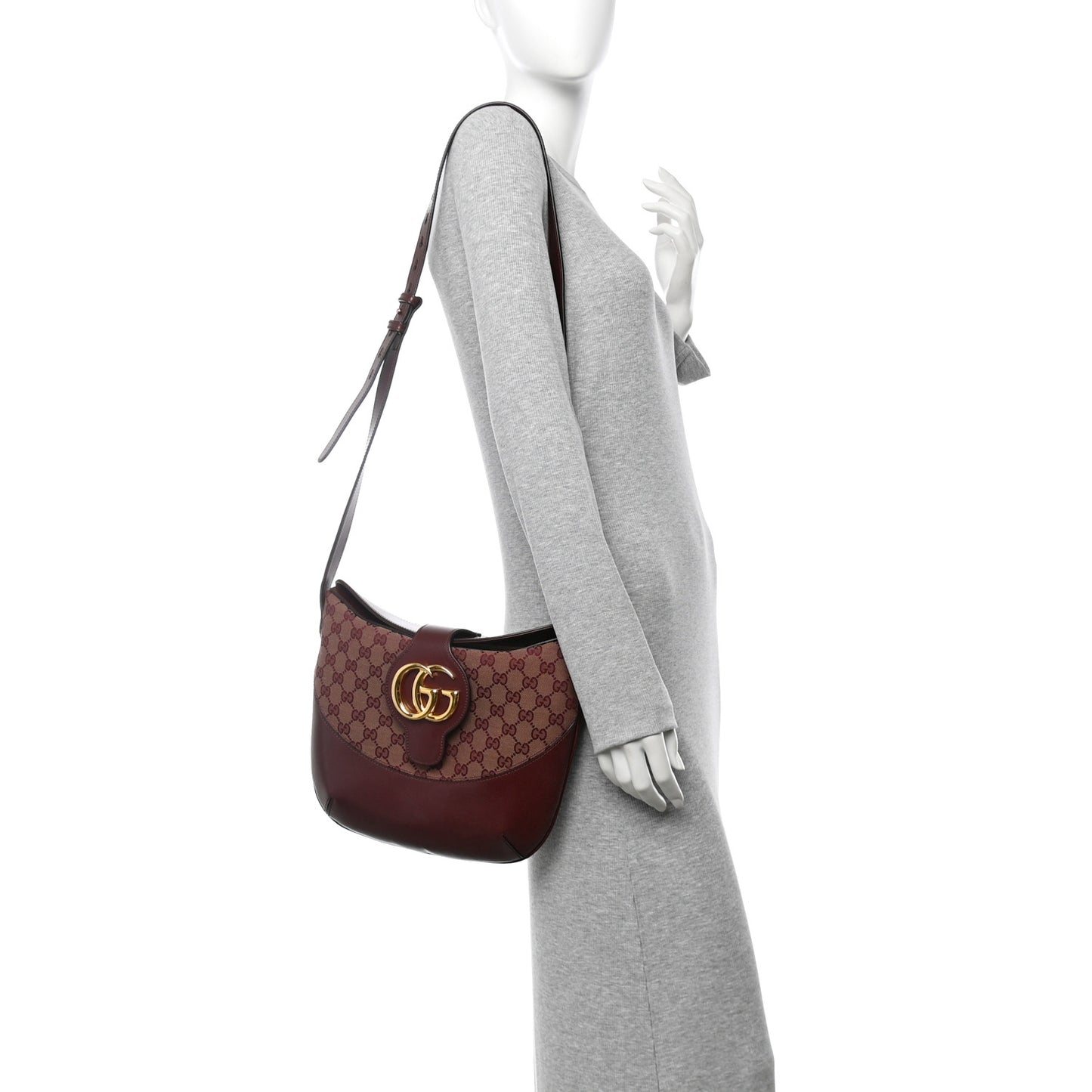 GG Monogram Calfskin Medium Arli Shoulder Bag Sahara Rubino Chardonnay