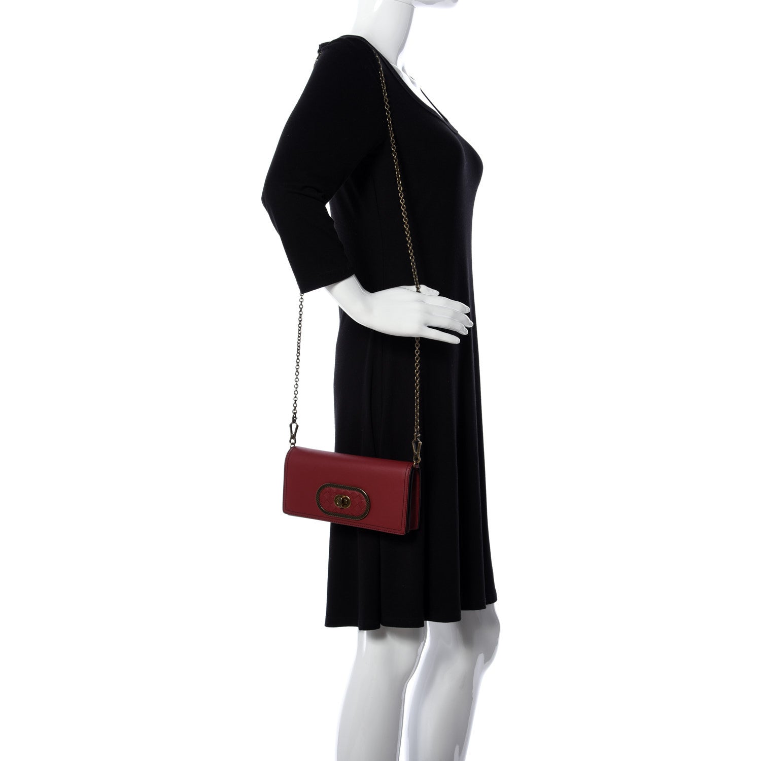 Bottega Veneta Nappa Intrecciato Ellittica Chain Wallet Baccara Rose 2 of 10