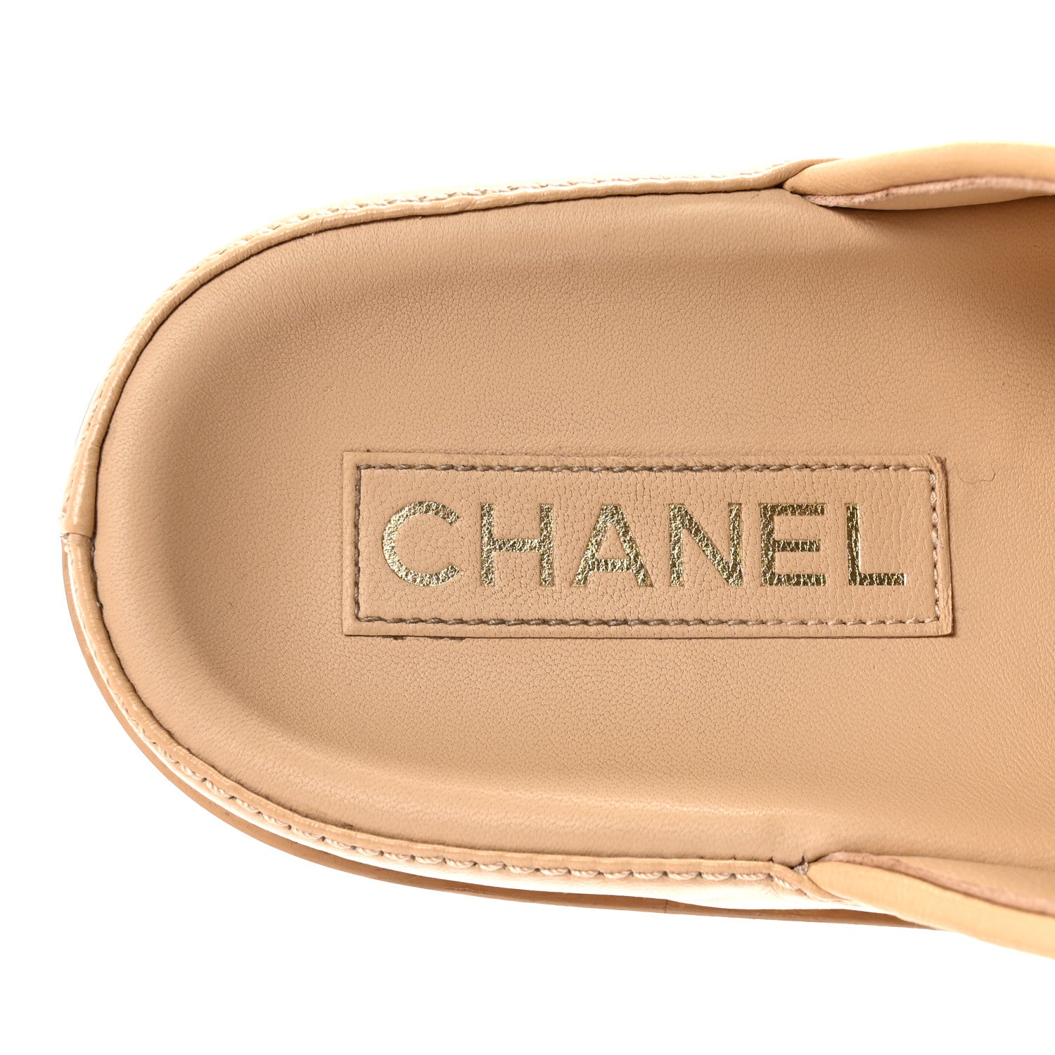 Chanel Lambskin Quilted Velcro Dad Chain CC Slide Sandals 39.5 Beige 8 of 10