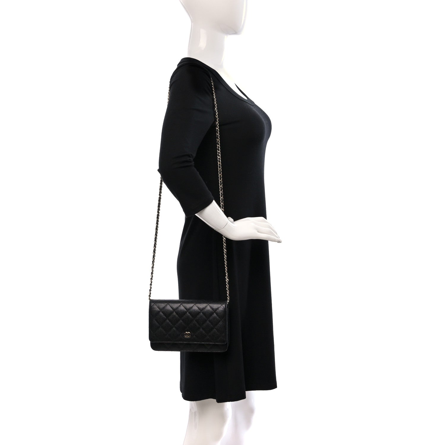 Chanel Caviar Quilted Wallet on Chain WOC Black 2 of 17