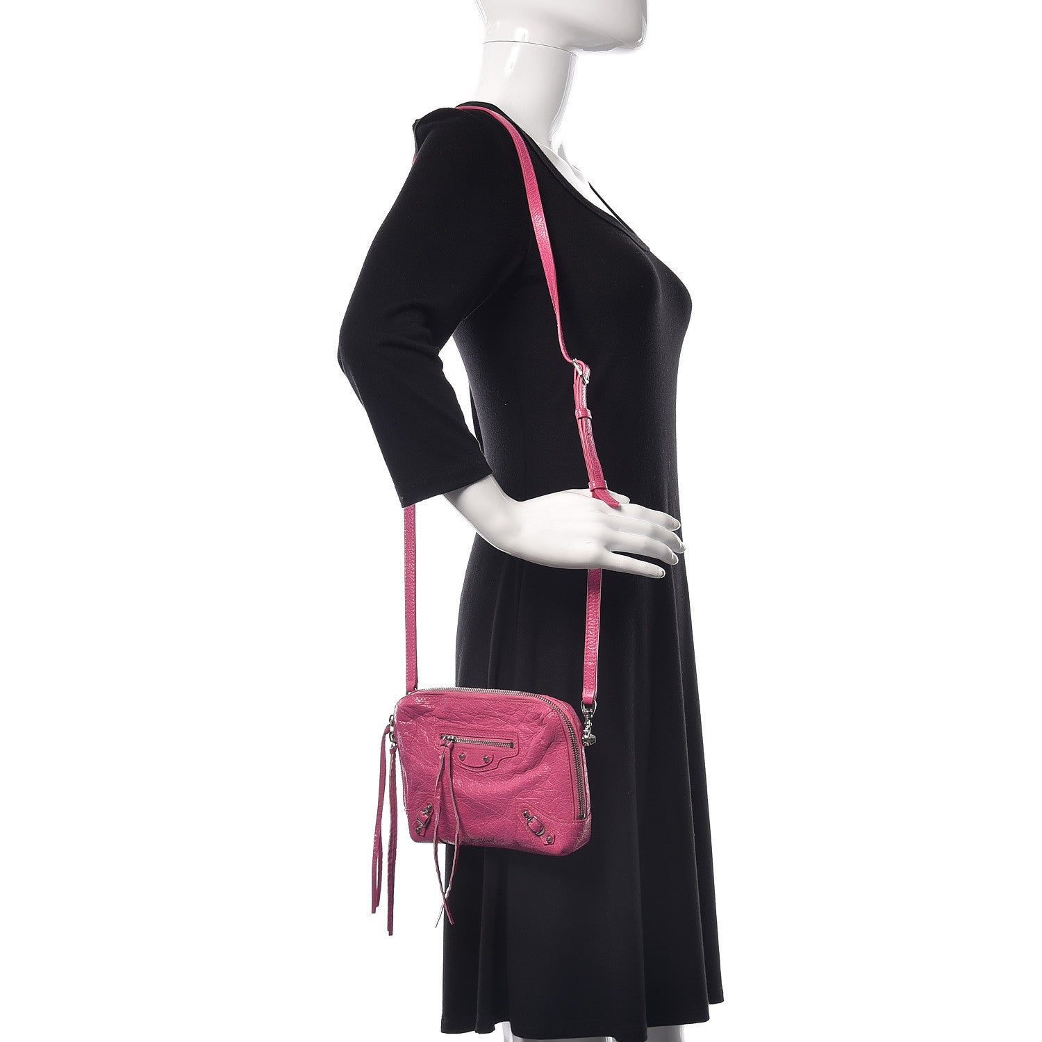 Balenciaga Agneau Arena Classic Silver Hardware XS Reporter Crossbody Rose Flamingo 2 of 9