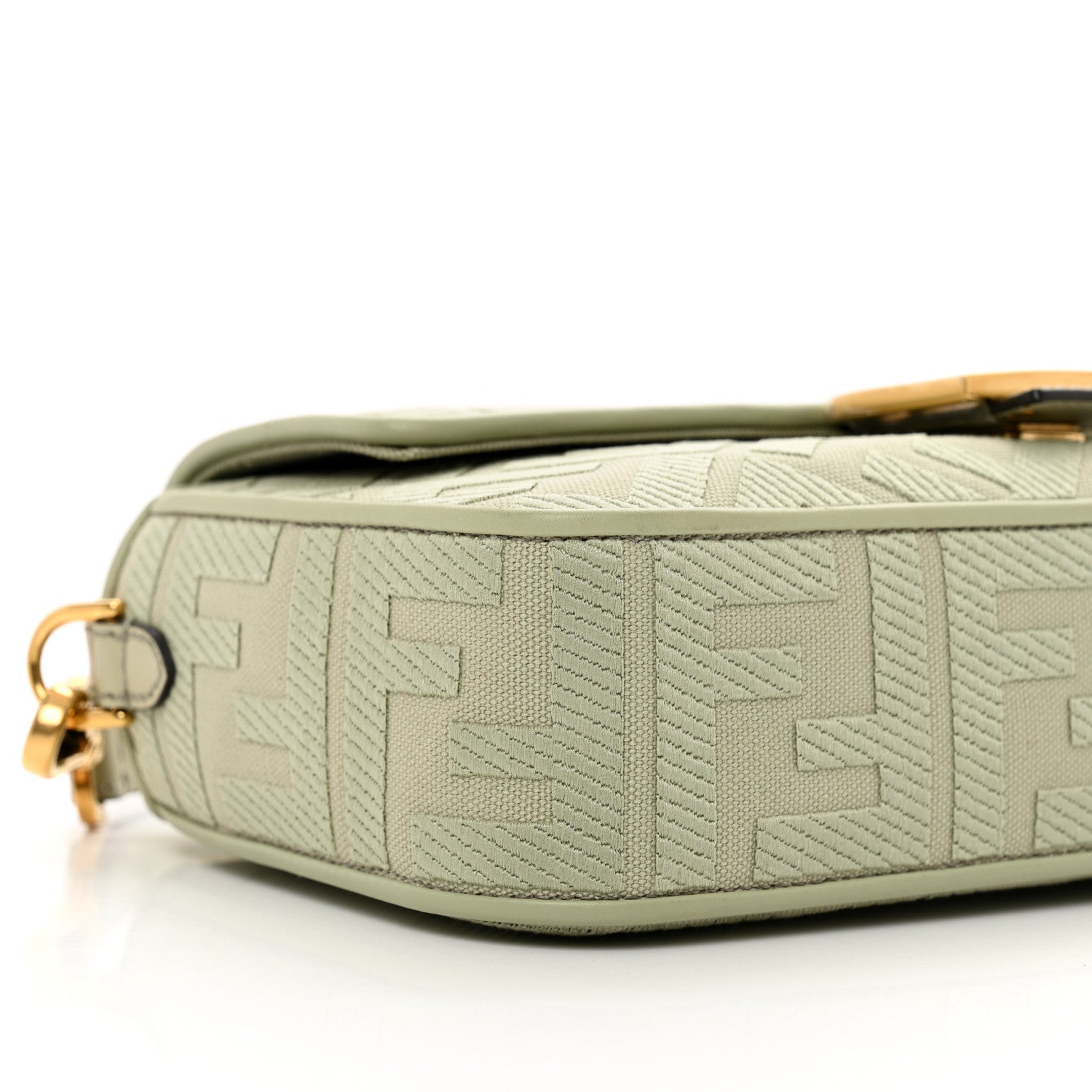 Fendi Canvas Vitello King FF Embroidered Baguette Green Tea 7 of 8
