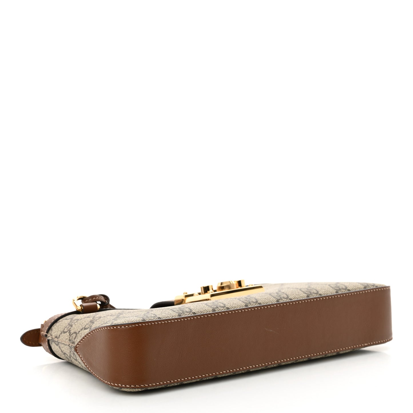 GG Supreme Monogram Calfskin Small Padlock Chain Shoulder Bag Beige Ebony Brown Sugar