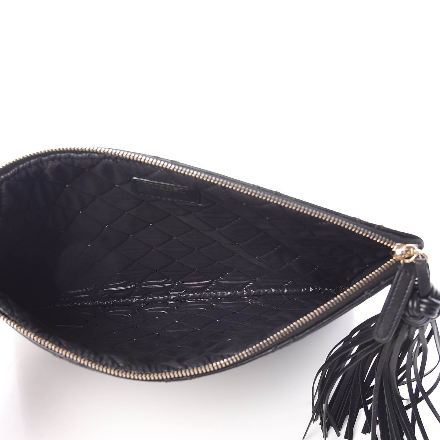 Chanel Calfskin Stitched Tassel CC Cosmetic Case Black 5 of 8