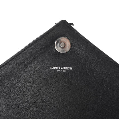 Saint Laurent Sheepskin Matelasse Chevron Monogram Monochrome Medium College Bag Black 8 of 12