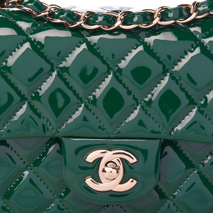 Chanel Patent Calfskin Quilted Mini Rectangular Flap Dark Green 8 of 11