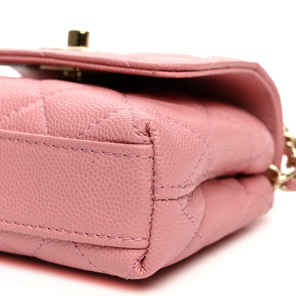 Chanel Caviar Quilted Nano Coco Handle Clutch With Chain Pink 10 of 10