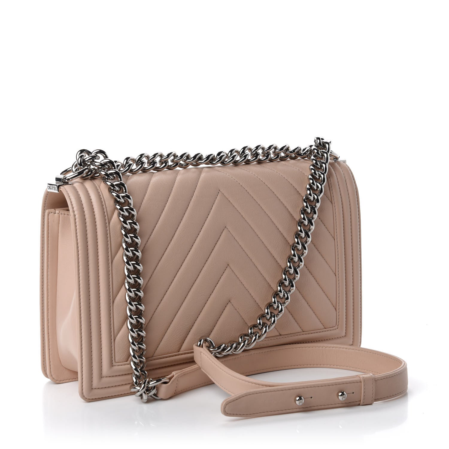 Chanel Calfskin Chevron Quilted New Medium Boy Flap Beige 4 of 11