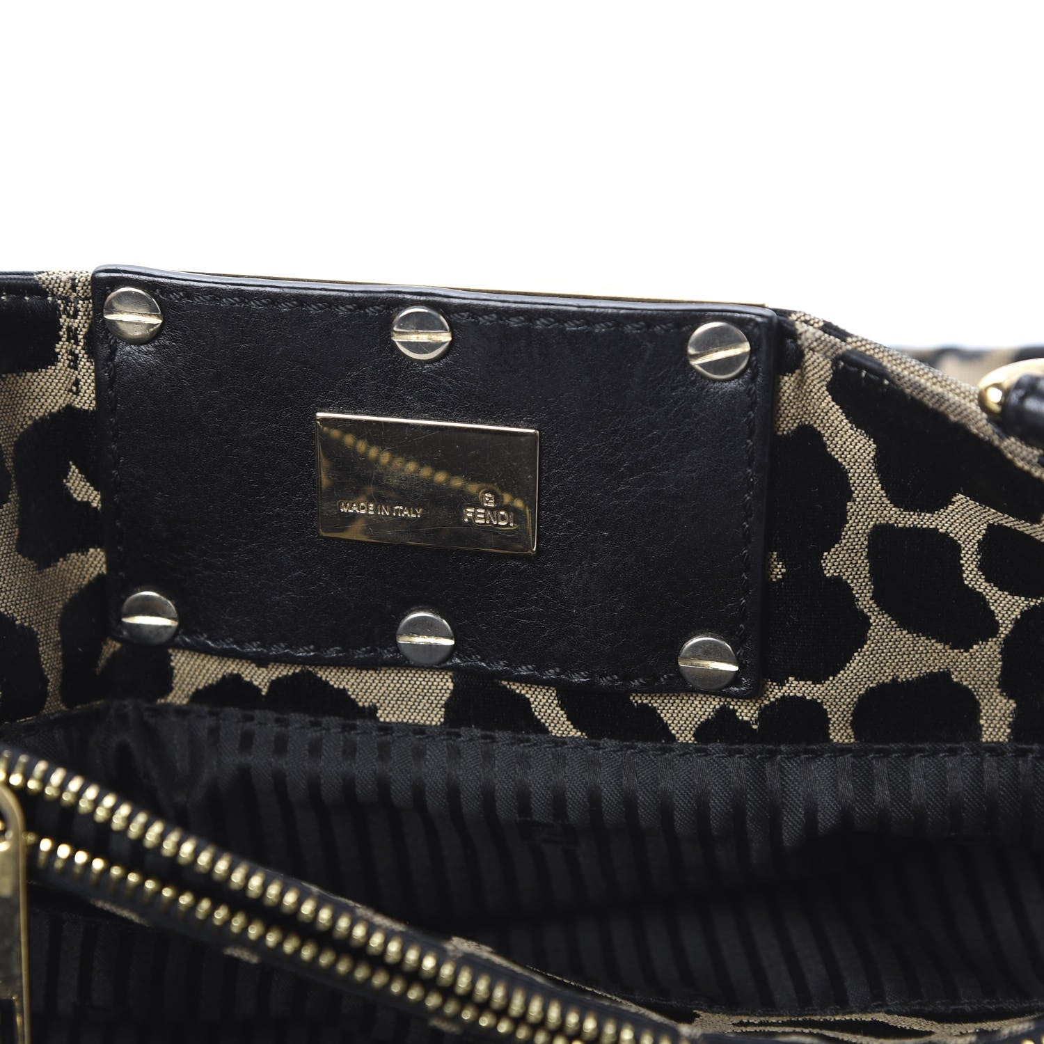 Fendi Jacquard Leopard Print Small Mia Tote Taupe Black 8 of 9