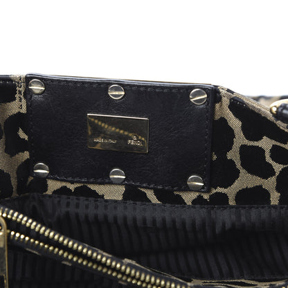Fendi Jacquard Leopard Print Small Mia Tote Taupe Black 8 of 9