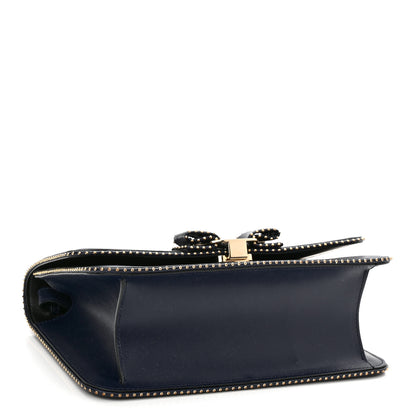 Salvatore Ferragamo Calfskin Studded Vara Bow Bag Navy Black 4 of 10