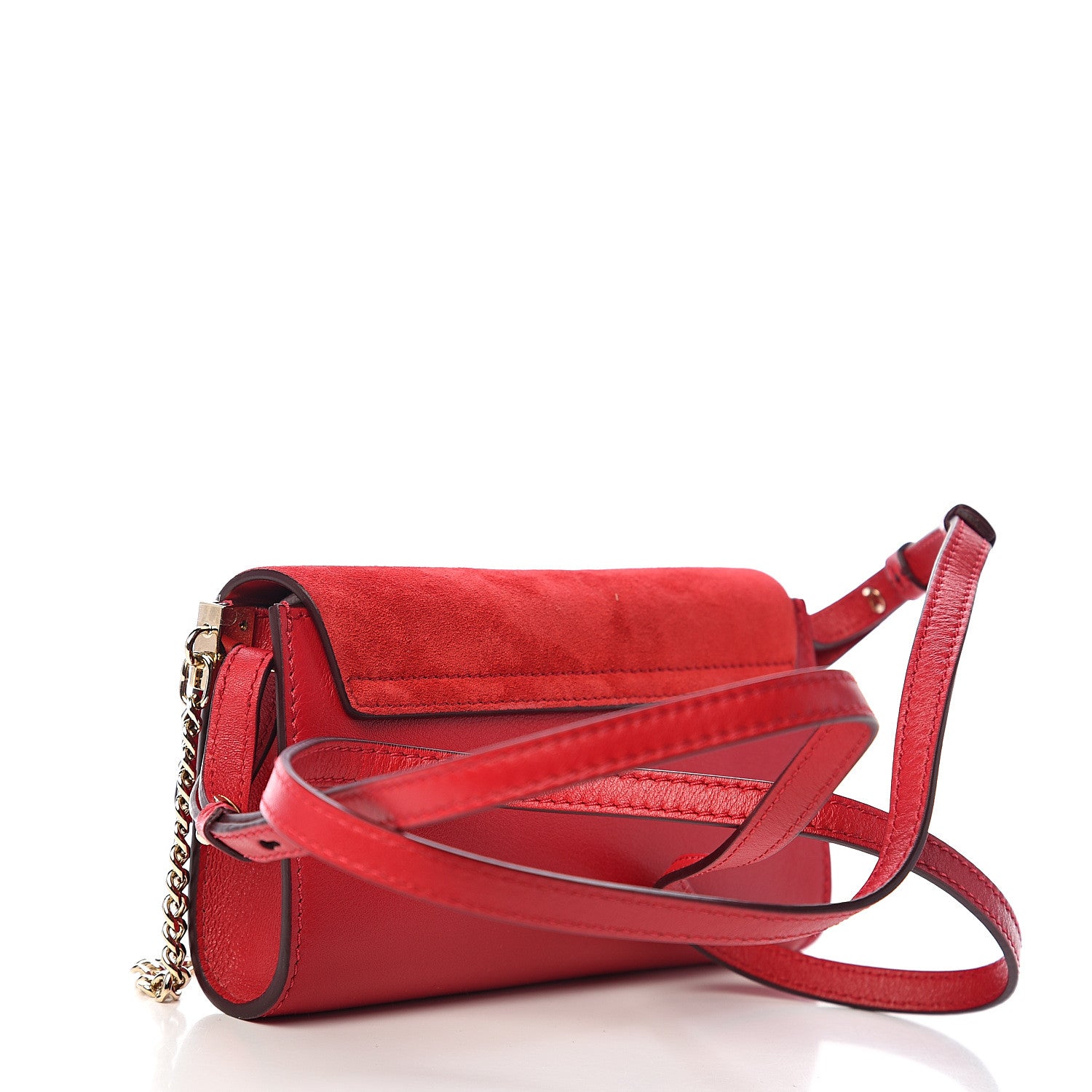 Chloe Suede Calfskin Mini Faye Shoulder Bag Tulip Red 2 of 10