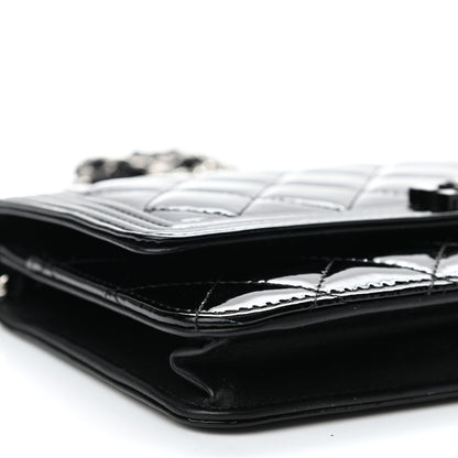Chanel Patent Calfskin Quilted Boy Wallet On Chain WOC Black 10 of 12