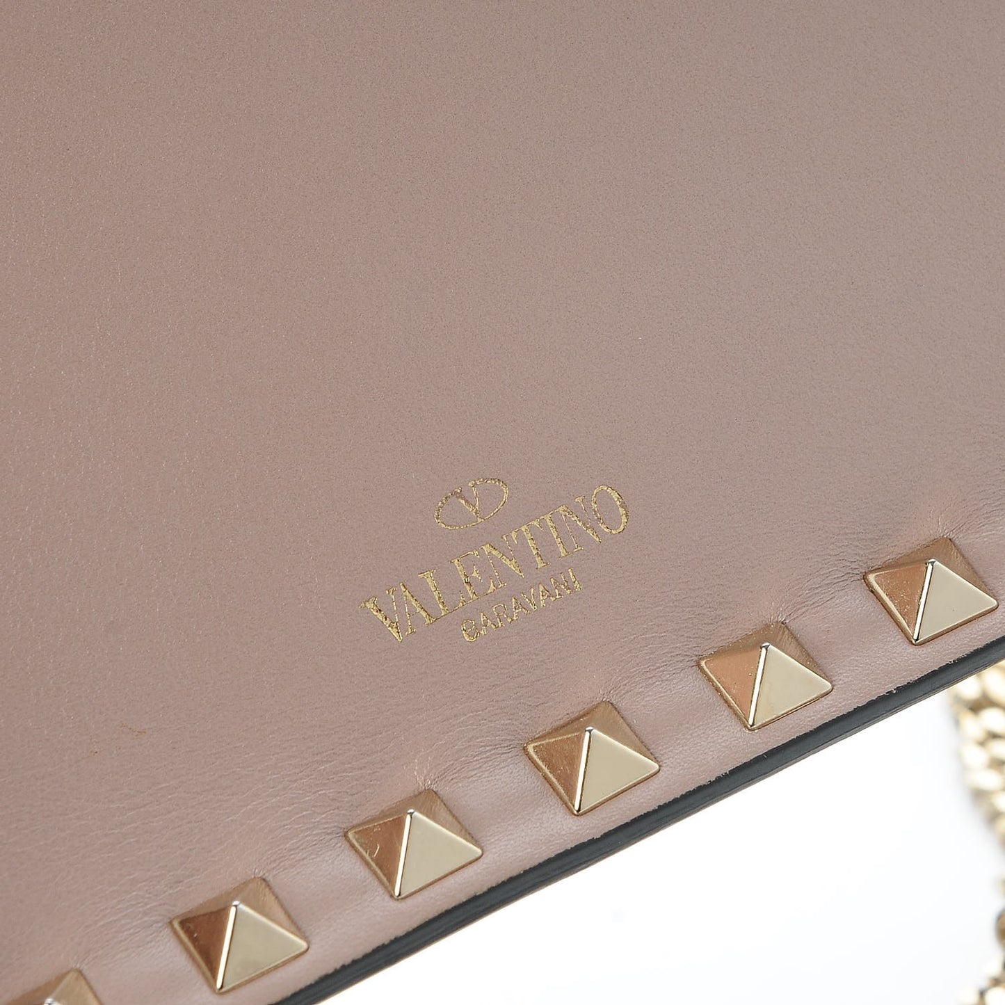 Vitello Rockstud Chain Flap Crossbody Bag Poudre