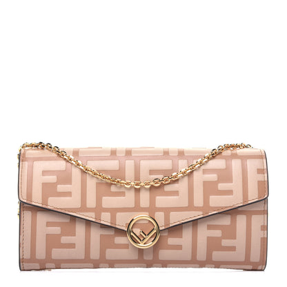 Fendi Vitello Termolagoon F is Fendi FF 1974 Embossed Continental Envelope Wallet On Chain Miele Scuro 1 of 16