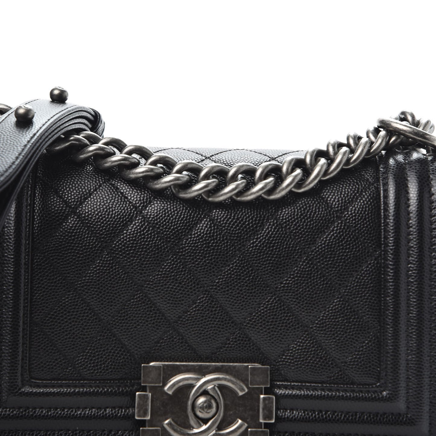 Caviar Quilted Small Boy Flap Black