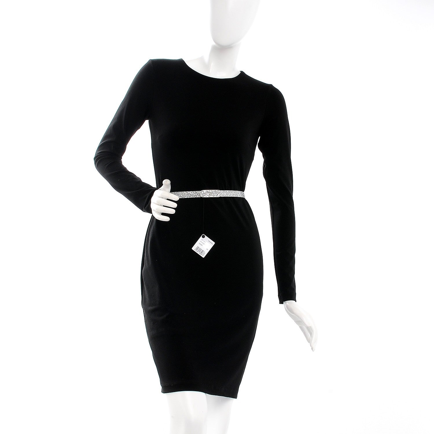 Chanel Glitter Calfskin CC Logo Skinny Belt 80 32 Silver 2 of 5