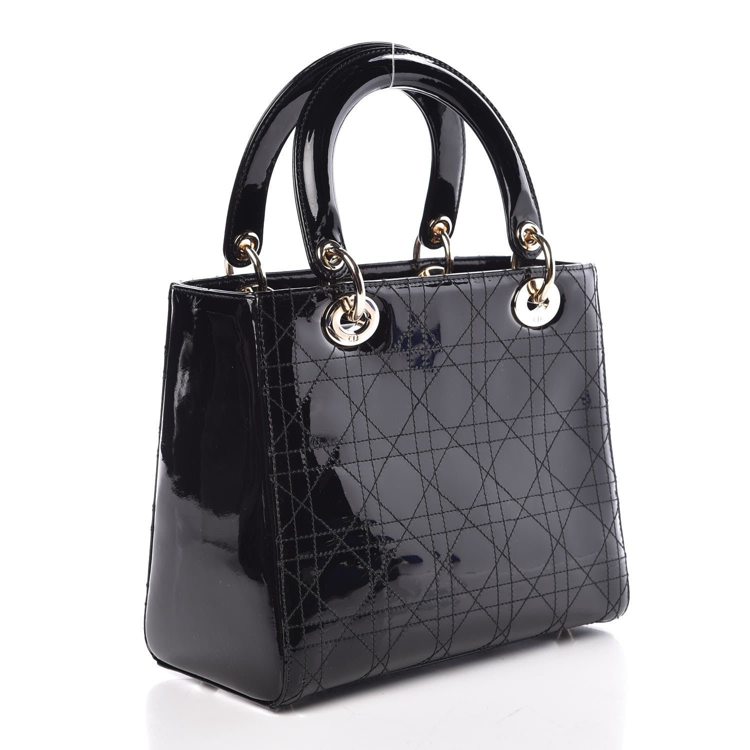 Christian Dior Patent Cannage Stitched Medium Lady Dior Black 3 of 9