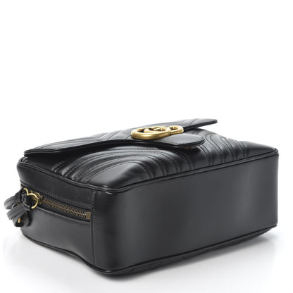 Gucci Calfskin Matelasse Sylvie Web Small GG Marmont Top Handle Shoulder Bag Black 3 of 9