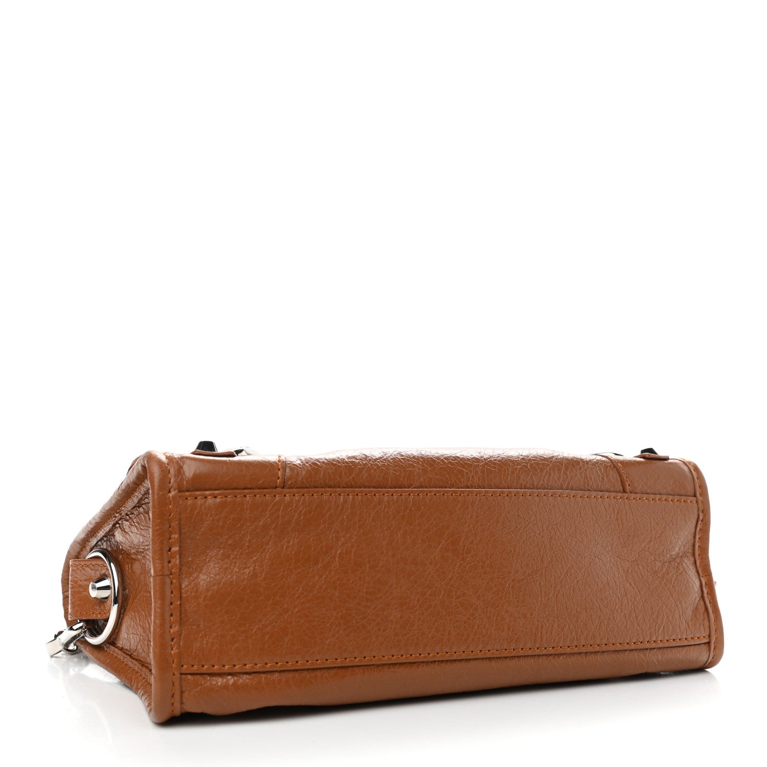 Balenciaga Agneau Classic Silver Hardware Mini City Logo Strap Camel Black 4 of 10