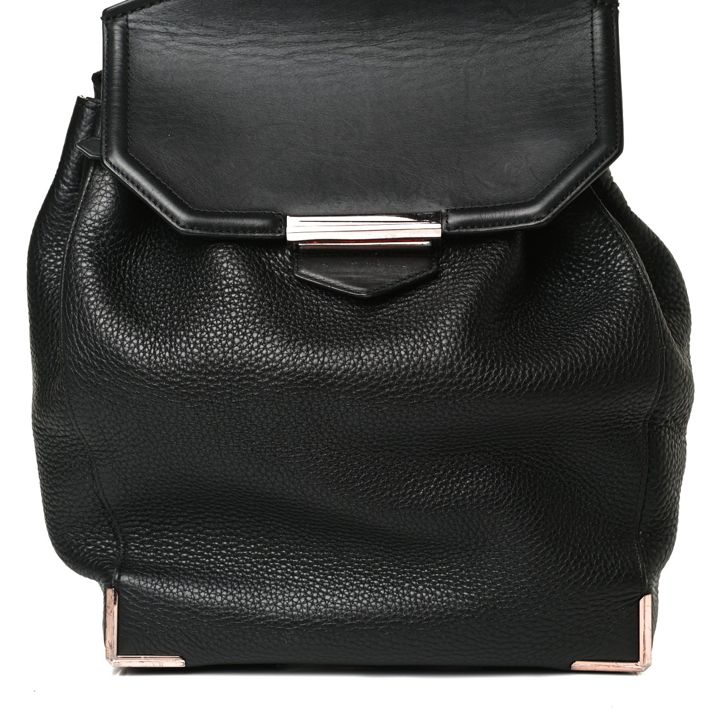 Pebbled Calfskin Prisma Skeletal Backpack Black Rose Gold Hardware