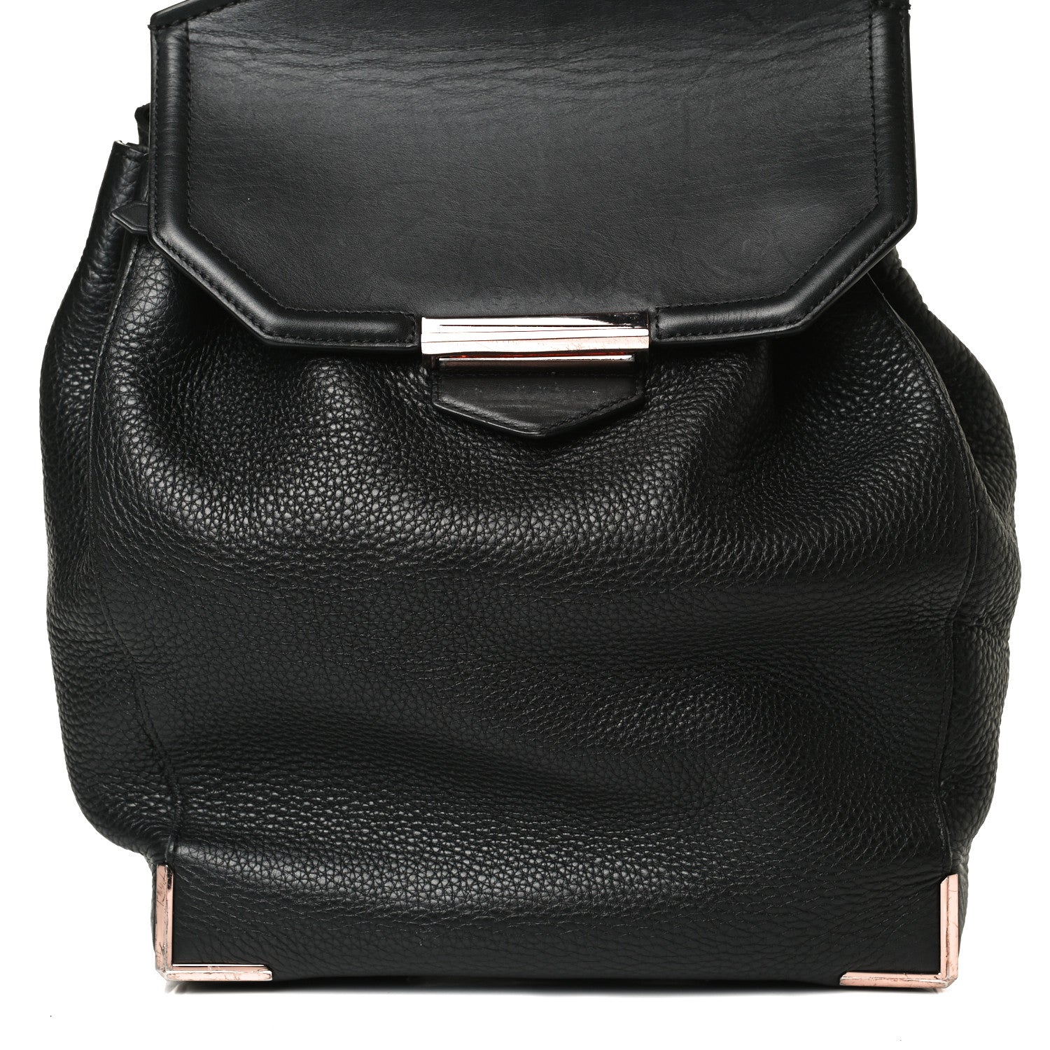 Alexander Wang Pebbled Calfskin Prisma Skeletal Backpack Black Rose Gold Hardware 5 of 13