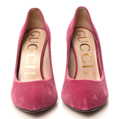 Gucci Velvet Removable Web Bow Pumps 37 Rasberry Rose 2 of 8