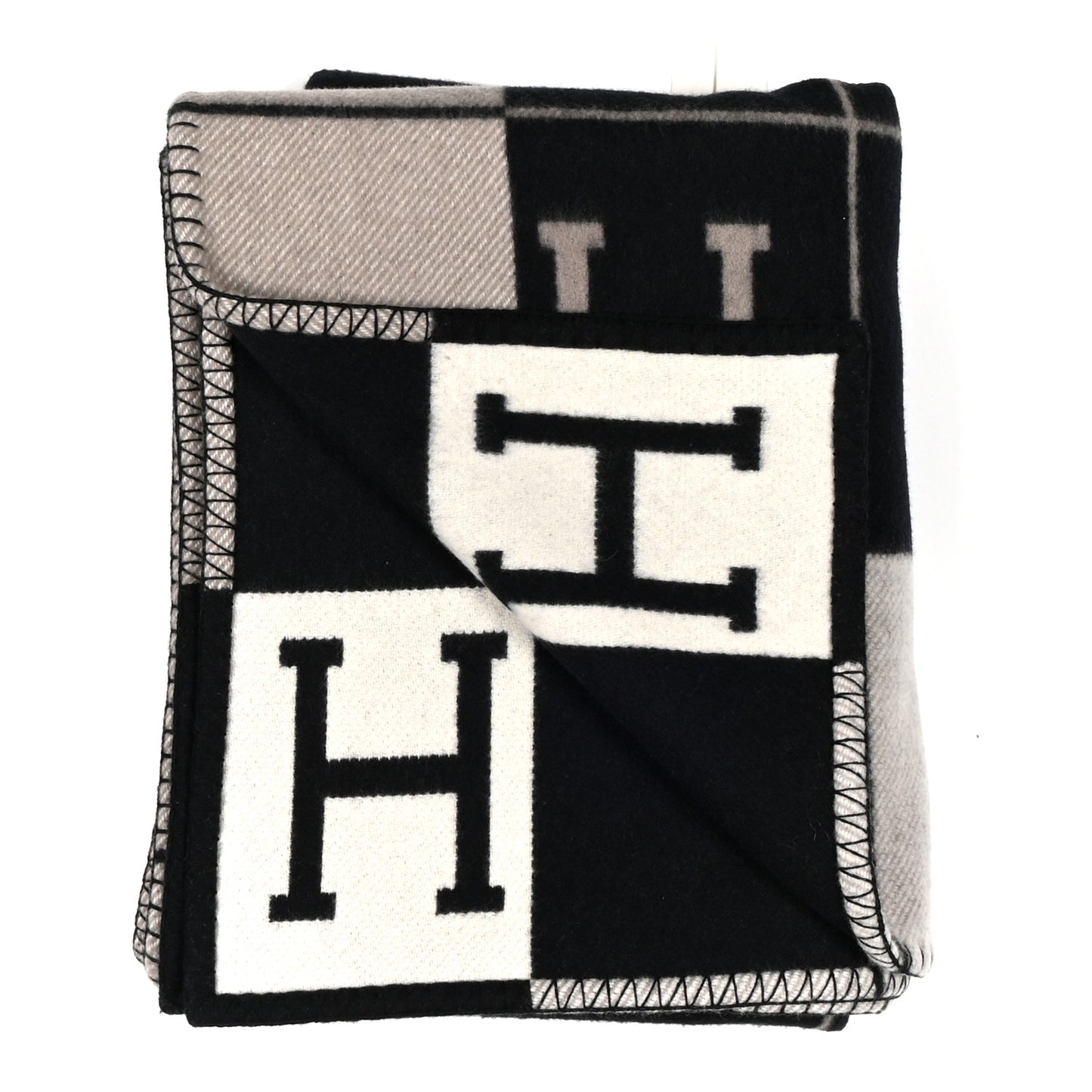 Wool Cashmere Avalon III Blanket Ecru Black