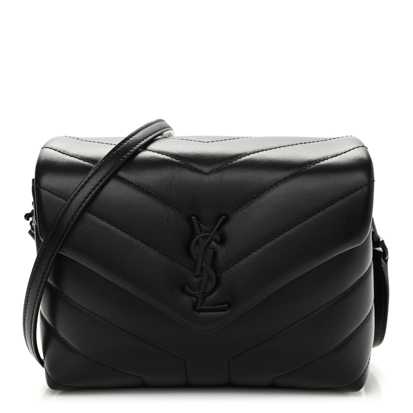 Calfskin Y Quilted Monogram Toy Loulou Crossbody Bag Black