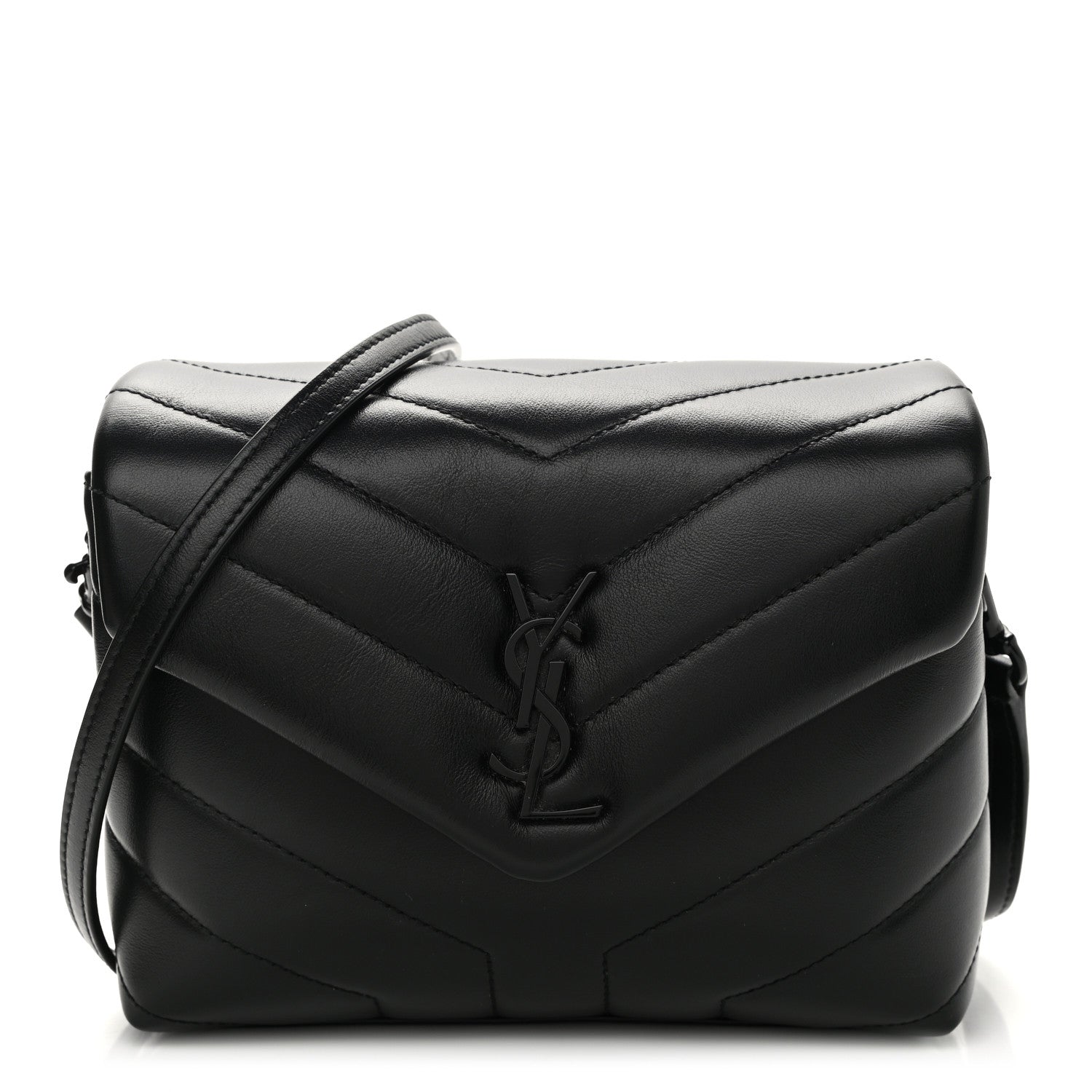 Saint Laurent Calfskin Y Quilted Monogram Toy Loulou Crossbody Bag Black 1 of 12