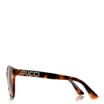 Gucci Round Frame Crystal Sunglasses GG 0419S Tortoiseshell 3 of 9
