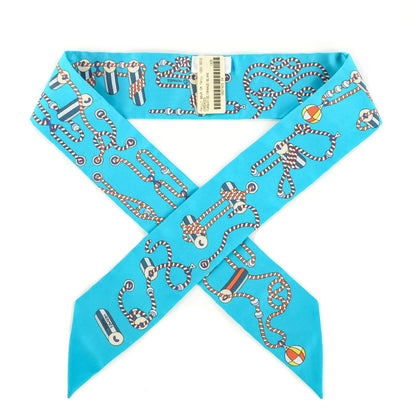 Hermes Silk Cordages Twilly Turquoise Orange Blanc 1 of 6
