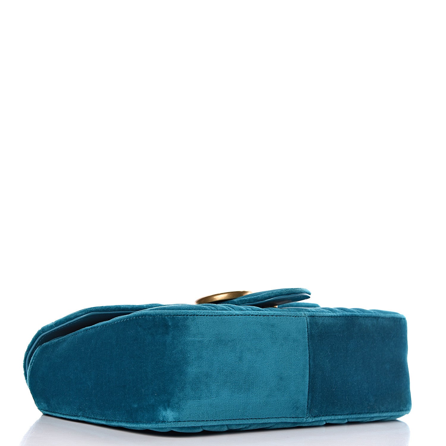 Gucci Velvet Matelasse Small GG Marmont Shoulder Bag Pavone Cyan 4 of 10
