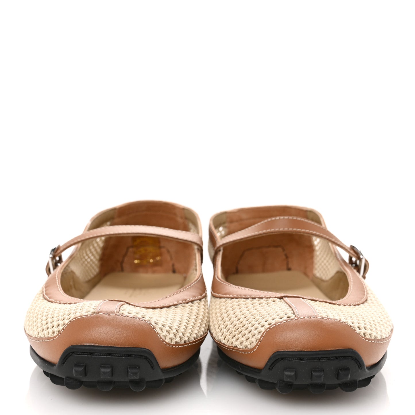 Crochet Knit Calfskin Kichu Ballet Flats 38 Beige Lin Naturel