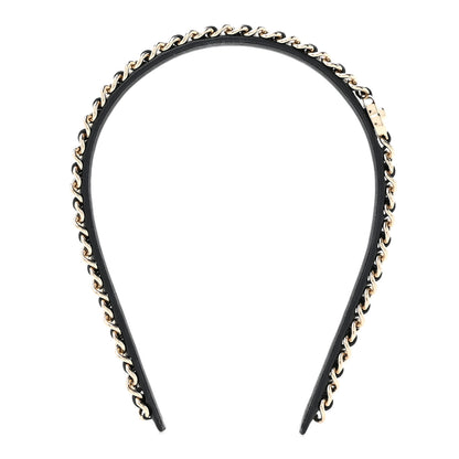 Chanel Metal Lambskin CC Turnlock Chain Headband Gold Black 3 of 5