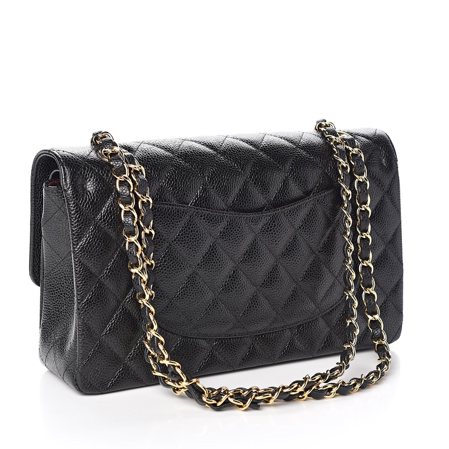 Caviar Quilted Medium Double Flap Black