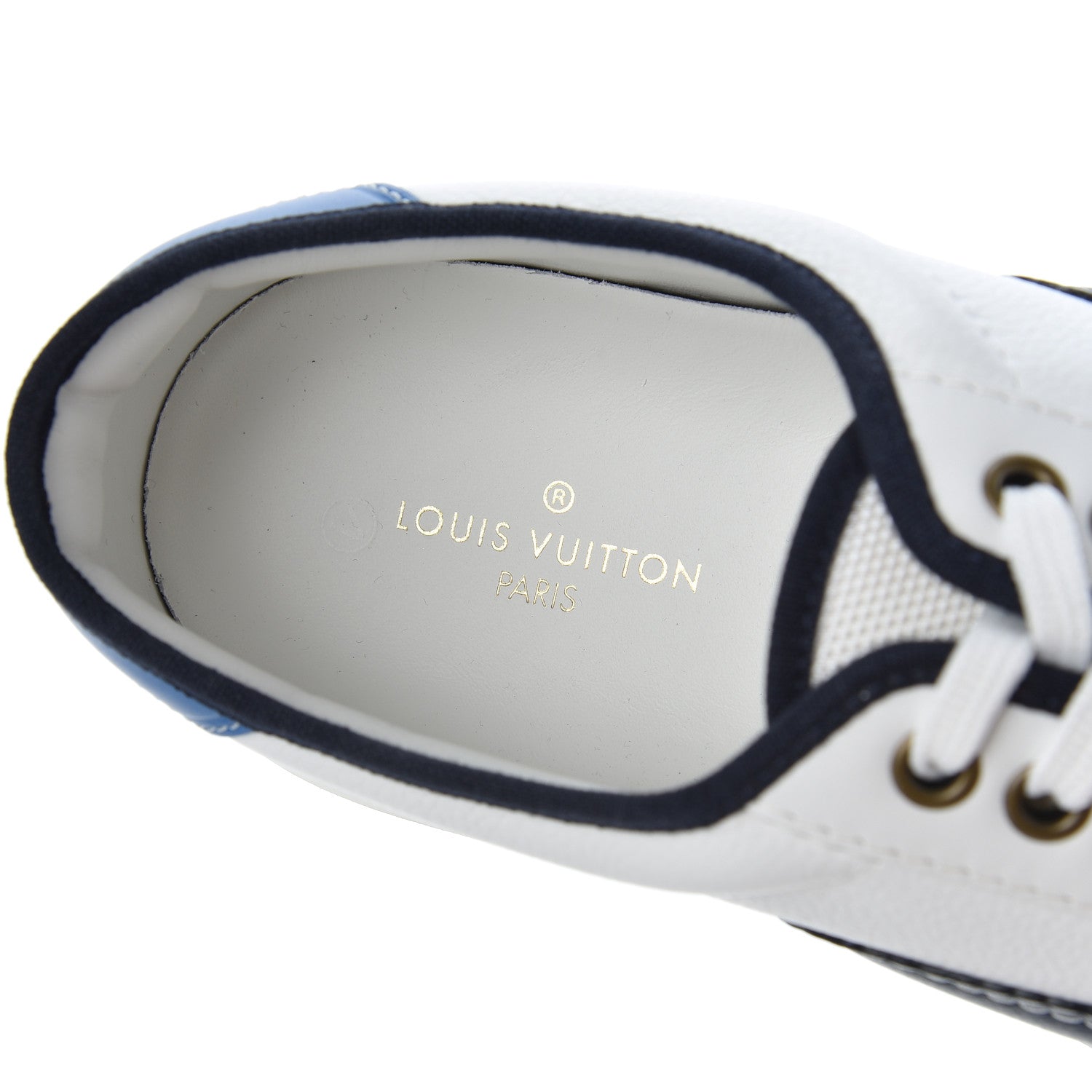 Louis Vuitton Grained Calfskin Mens Trocadero Sneakers 6.5 Navy Blue 6 of 10