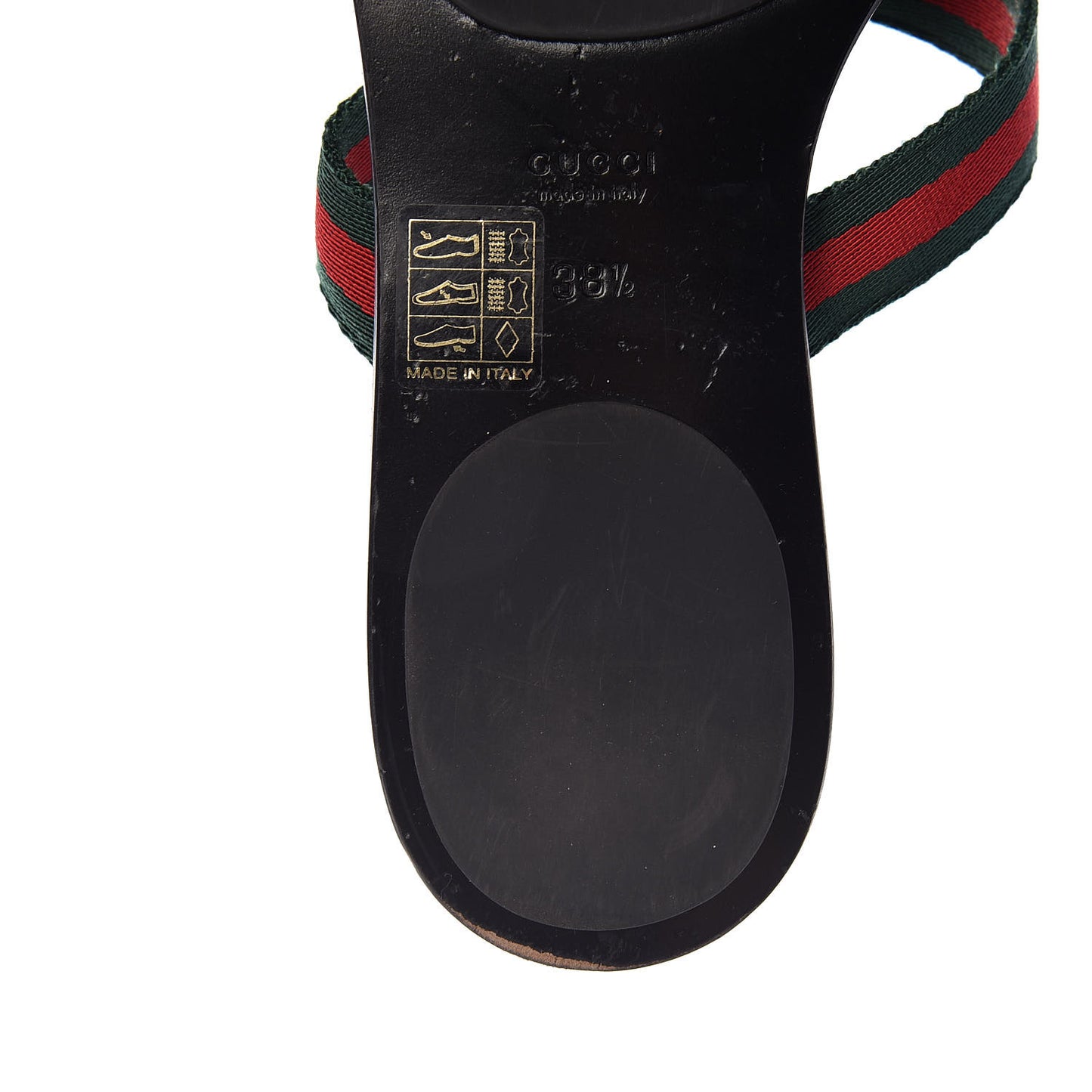 Nylon Guccissima Web Womens Thong Sandals 38.5 Green Red Black