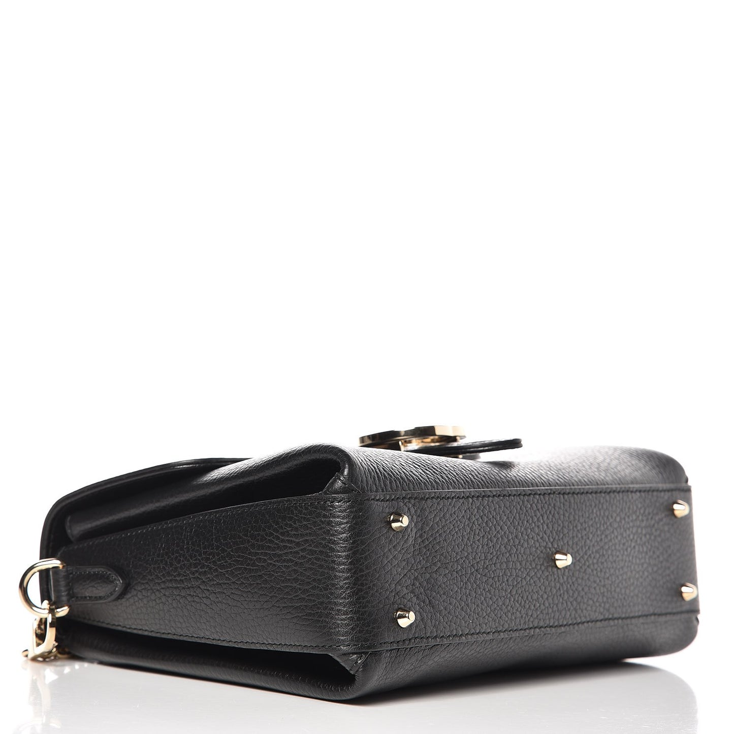 Dollar Calfskin Interlocking G Top Handle Shoulder Bag Black