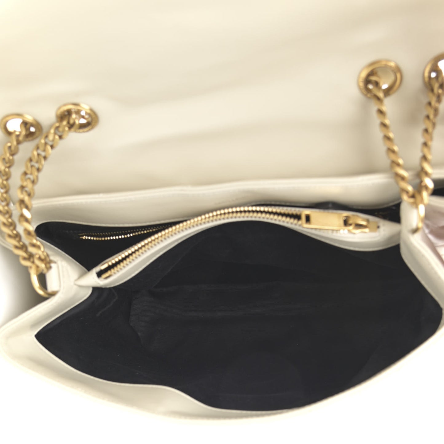 Calfskin Y Quilted Monogram Medium Loulou Chain Satchel Crema Soft