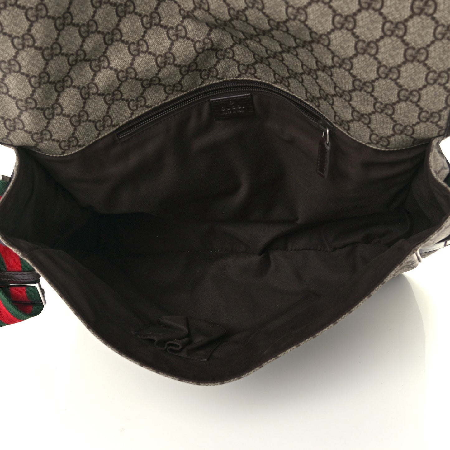 GG Plus Monogram Web Large Flap Messenger Bag Beige Dark Brown