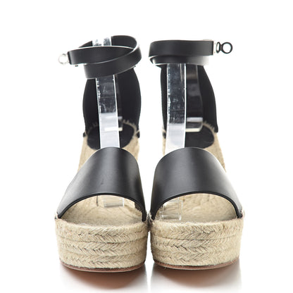 Hermes Calfskin Tivoli Espadrille Wedge Sandals 39 Black 2 of 8