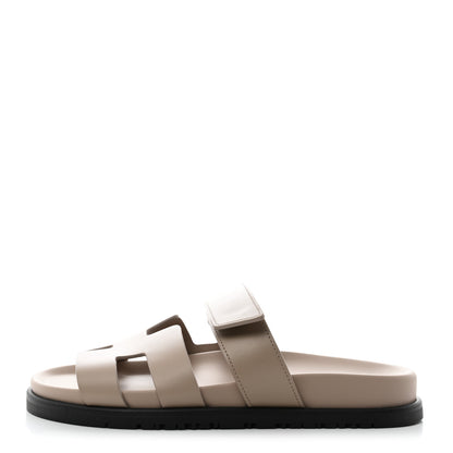 Hermes Calfskin Womens Chypre Sandals 36.5 Beige Mastic 1 of 9