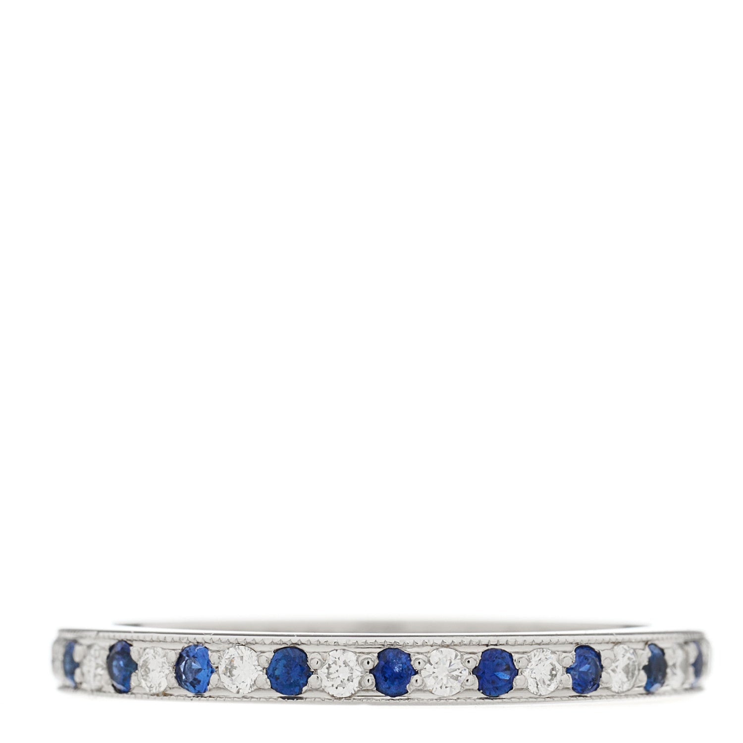 Tiffany Platinum Diamond Blue Sapphire Legacy Eternity Band Ring 53 6.5 1 of 5