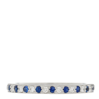 Tiffany Platinum Diamond Blue Sapphire Legacy Eternity Band Ring 53 6.5 1 of 5